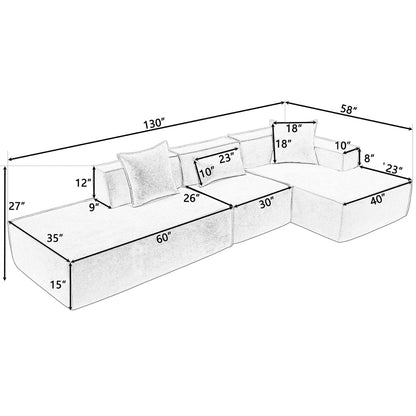 Modular Cloud Sofa Sectional, Free Combination, L-shaped