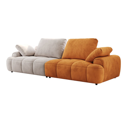 86.6″ Large size two Seat Sofa,Modern Upholstered,Beige paired with yellow suede fabric - Groovy Boardz