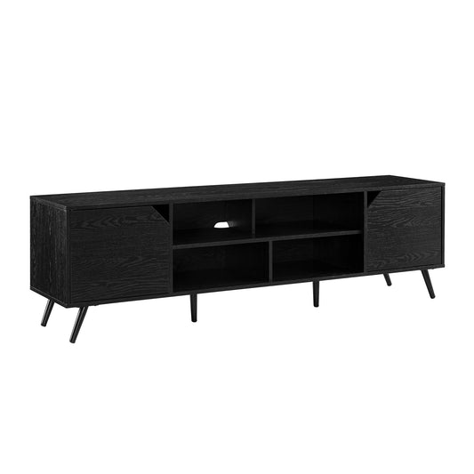 Contemporary 2-Door Minimalist TV Stand for TVs up to 80 inches – Black