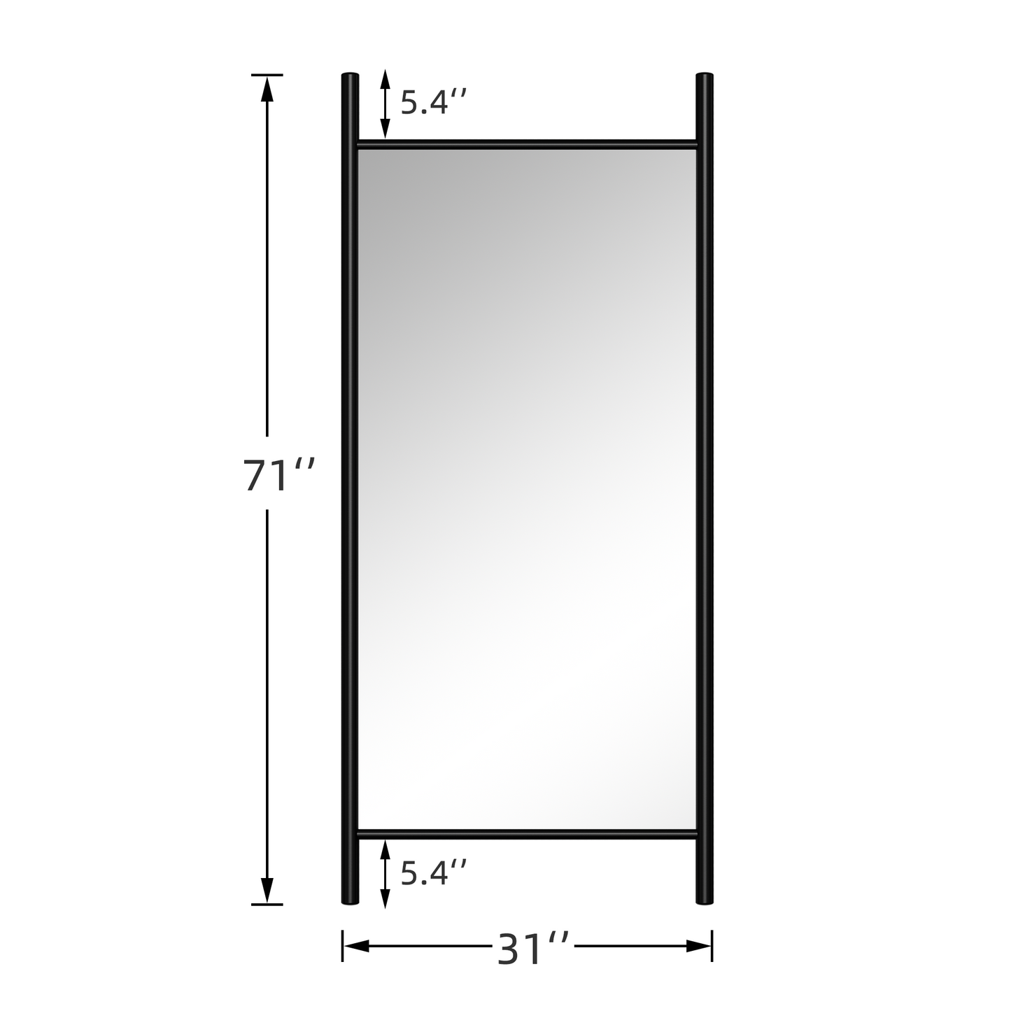 Solid wood ladder rectangular black full-length mirror Large Floor Mirror for Wall Door Bedroom Bathroom Living Room with Aluminium Frame(71 * 31 * 2 inch)