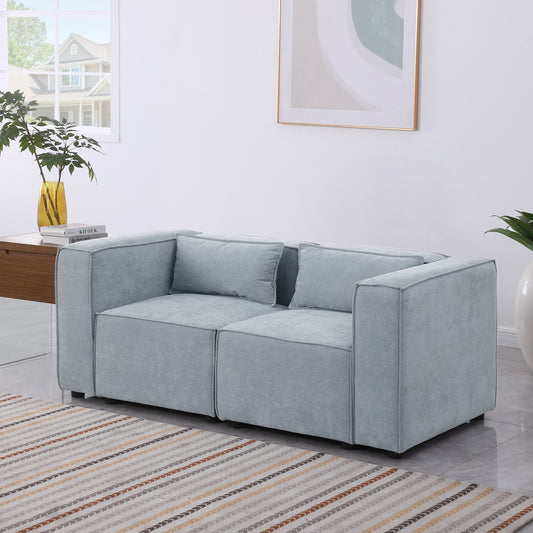 modular sofa Grayish blue  chenille fabric,  simple and grand, the seat and back is very soft. this is also a KNOCK DOWN sofa