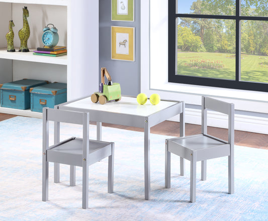 Gibson 3-Piece Dry Erase Kids Table & Two Chair Set, Gray