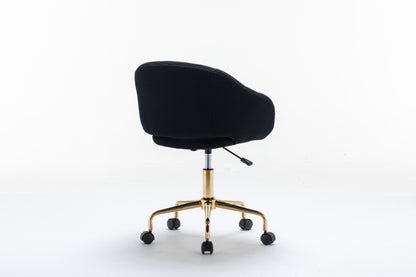 047-Mesh Fabric Home Office 360°Swivel Chair Adjustable Height With Gold Metal Base,Black