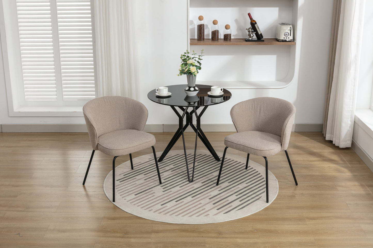 Retro Minimalist Modern Boucle Fabric Dining Chairs