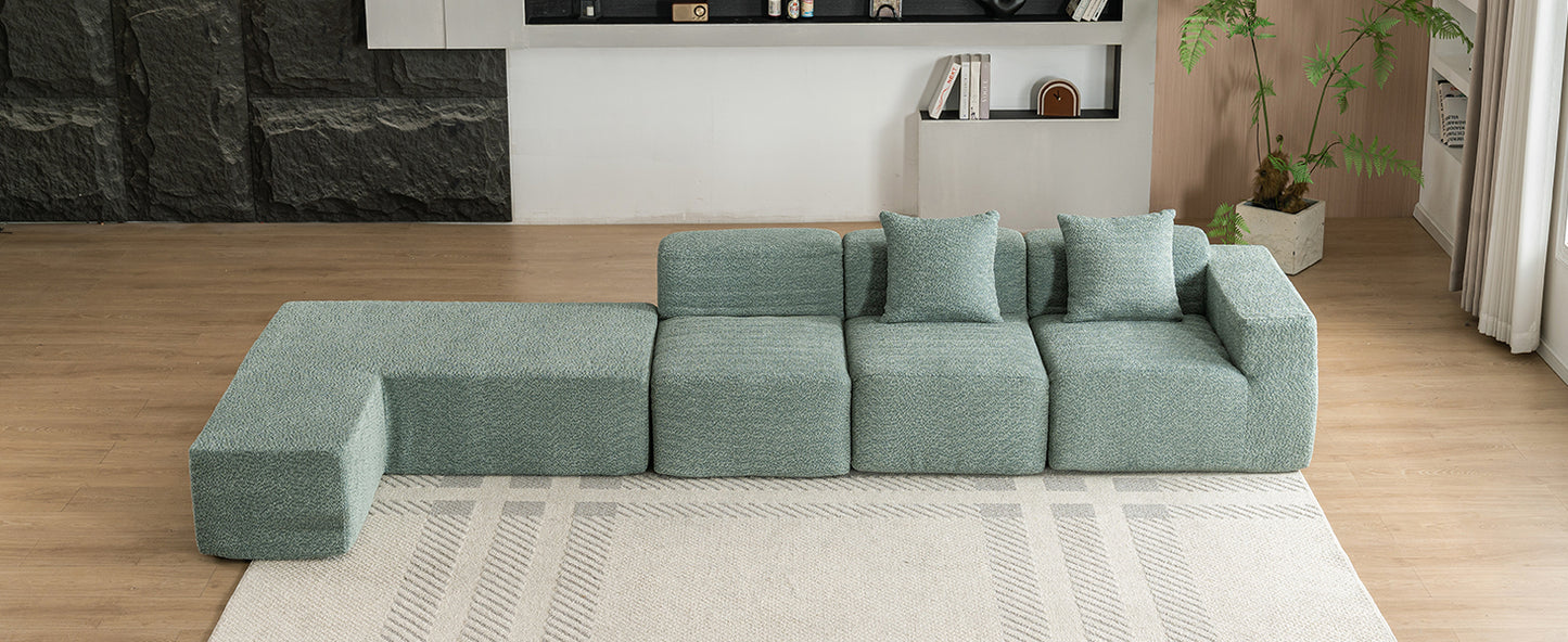 116.5" Sectional Sofa Full-compressed Sofa Couch Free-combined Sofa for Living Room, Green