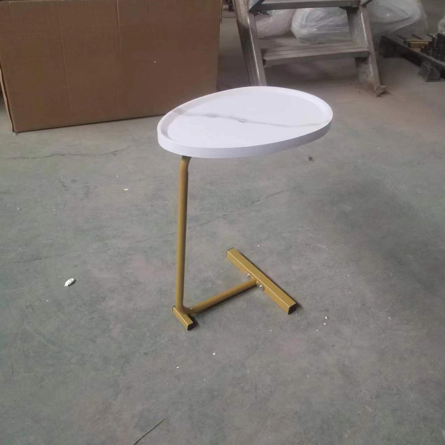 2-pieces White C-shaped Side Table, C Shaped End Table, Side Table for Couch and Bed, Small Side Table for Small Spaces