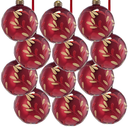 D3" Christmas Ball Ornaments, Glass Decorative Hanging Ball Christmas Tree Ornaments for Holiday Party Decorations, Set of 12