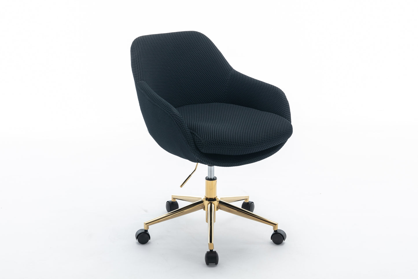 046-Mesh Fabric Home Office 360°Swivel Chair Adjustable Height With Gold Metal Base,Black