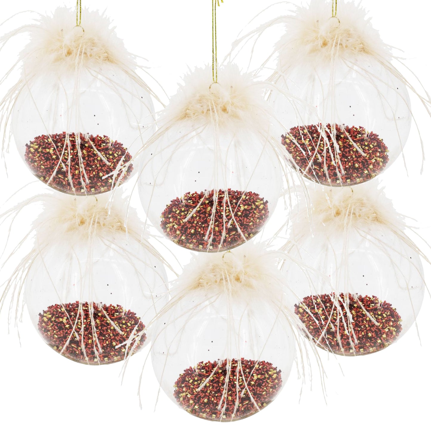 D3.9" Christmas Ball Ornaments, Glass Decorative Hanging Ball Christmas Tree Ornaments for Holiday Party Decorations, Set of 6