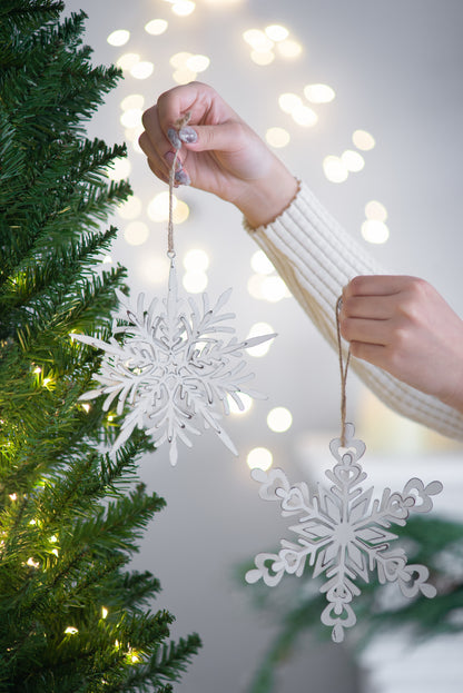 Set of 6 Iron Snowflake Hanger, Decorative Hanging Ball Christmas Tree Ornaments for Holiday Party Decorations