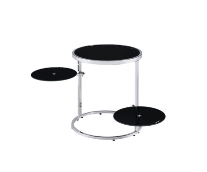 ACME Lynch Side Table, Black & Chrome Finish 97879