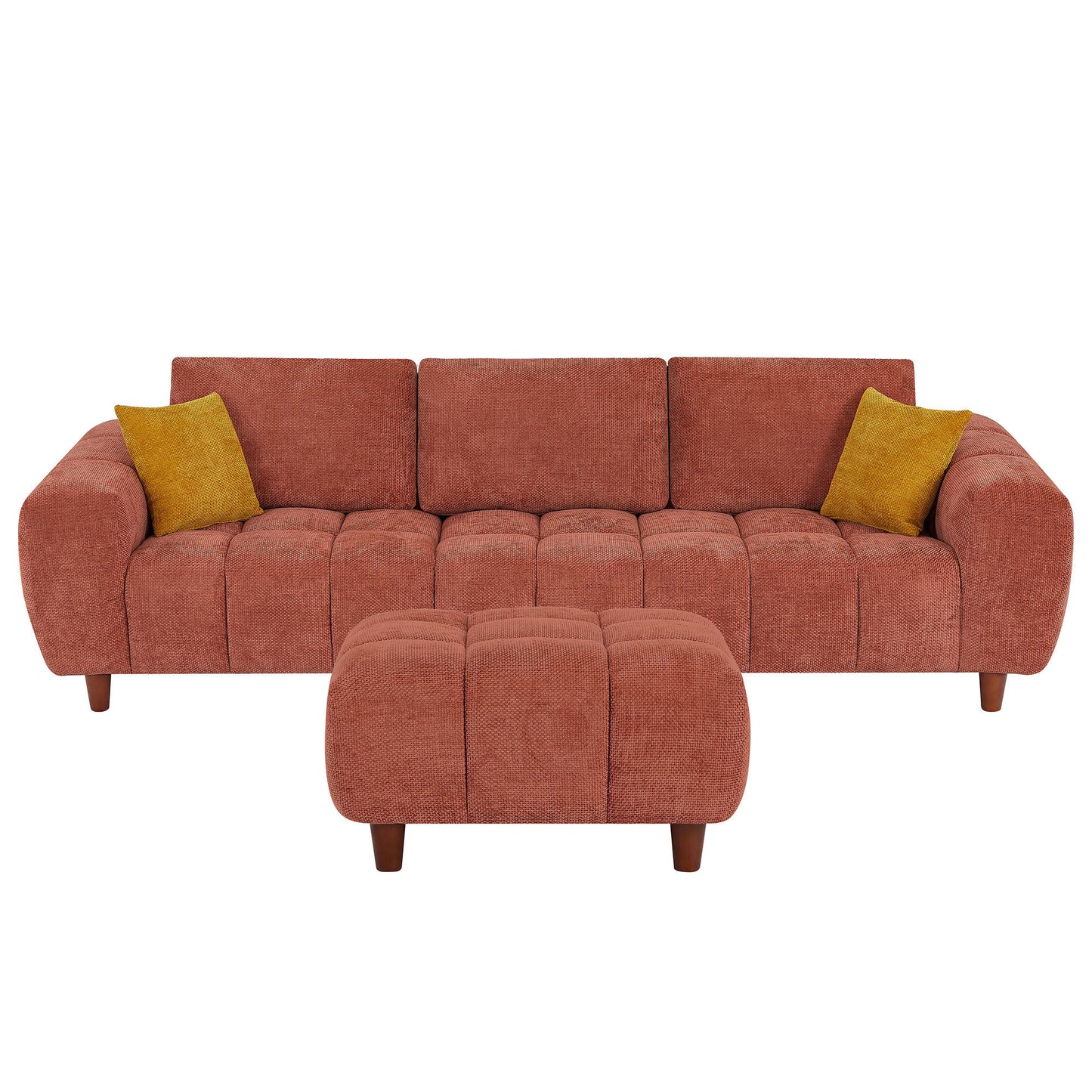 Convertible Sectional Sofa Couch, L Shaped Sofa with Fabric Couch,Modern Design Marshmallow Sofa for Living Room and Office,Caramel