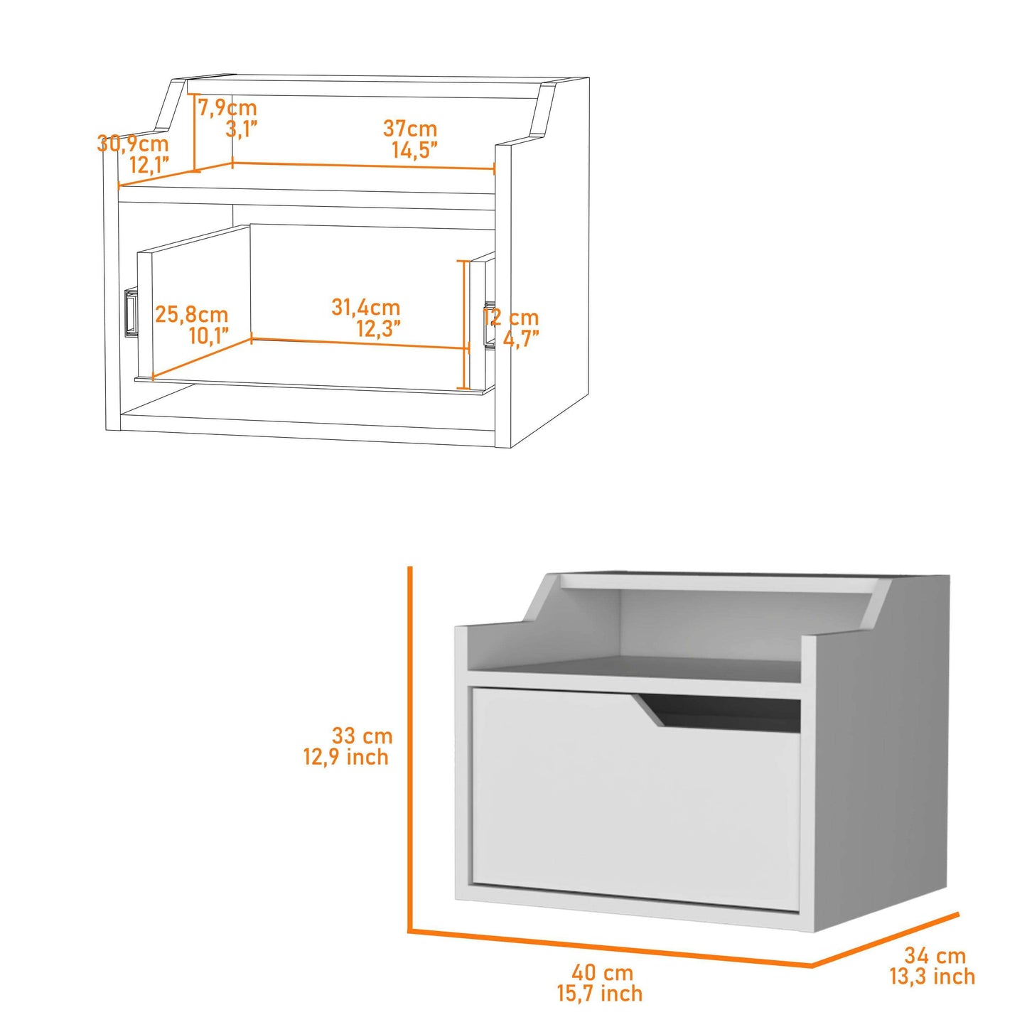 Nolan White Dual-Shelf Display Nightstand