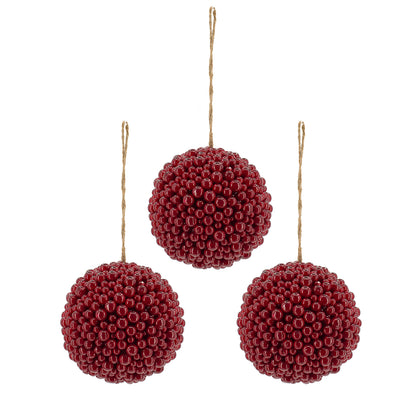 6.5x6.5" Red Berry Ball Ornament, Decorative Hanging Ball Christmas Tree Ornaments for Holiday Party Decorations, Set of 3