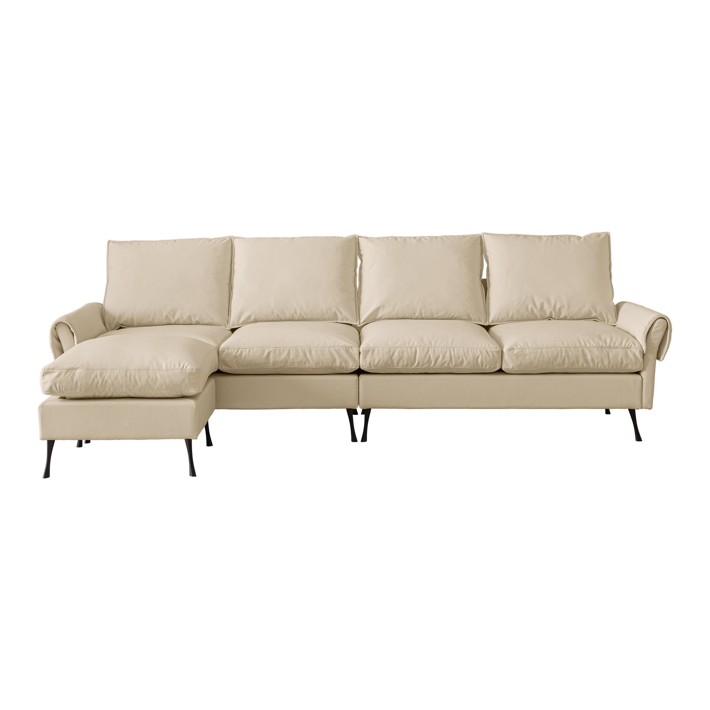 [VIDEO] provided]104.5"Modern Sectional Technical leather L-Shaped Sofa Couch with Convertible Ottoman