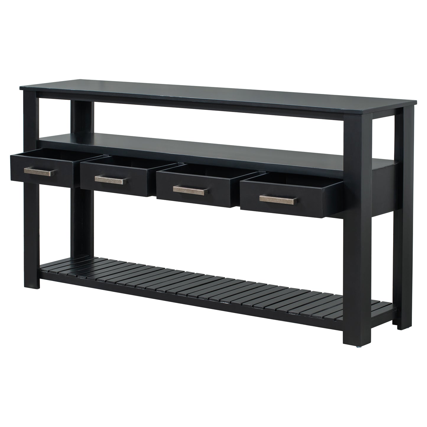 U_STYLE 62.2'' Modern Console Table Sofa Table for Living Room with 4 Drawers and 2 Shelves