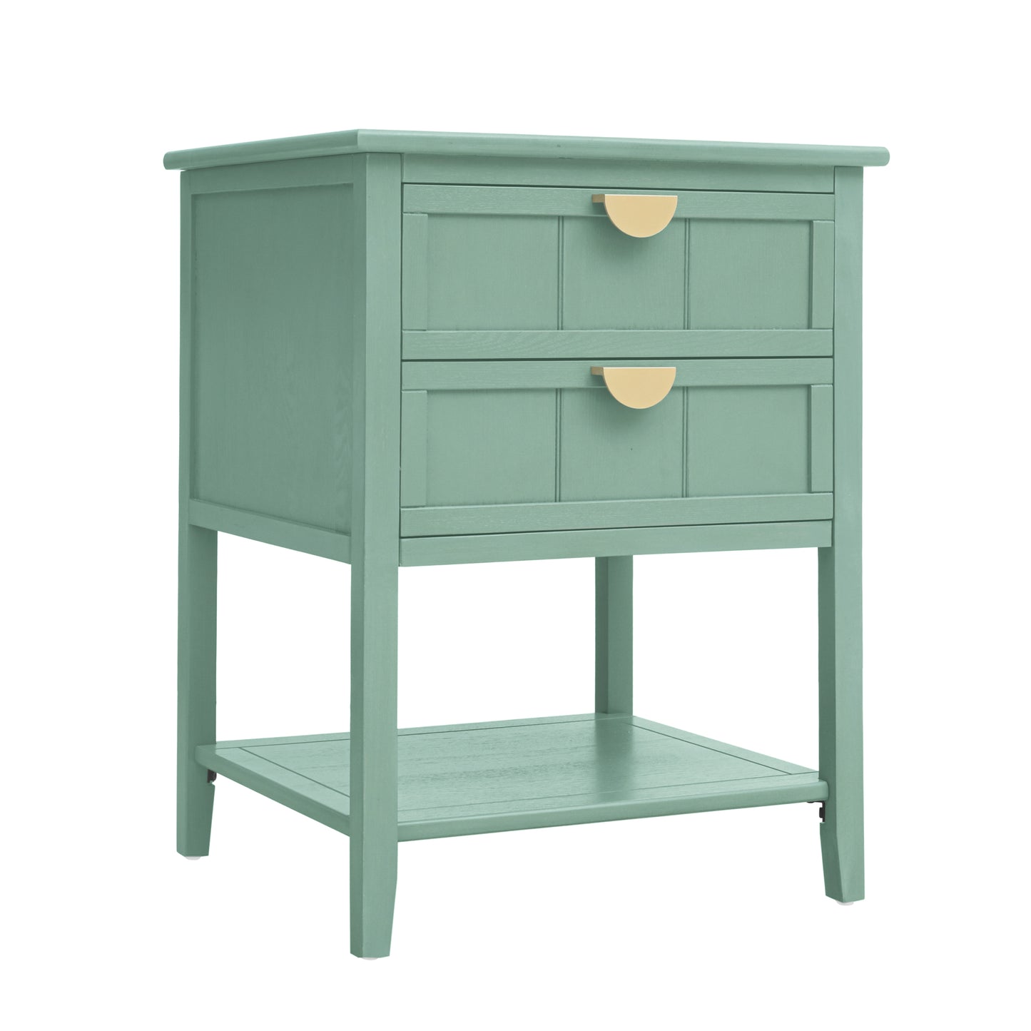 2 Drawer Side Table, American Style, End Table, Suitable for Bedroom, Living Room, Study