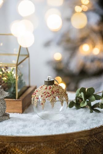 D3.9" Christmas Ball Ornaments, Glass Decorative Hanging Ball Christmas Tree Ornaments for Holiday Party Decorations, Set of 6