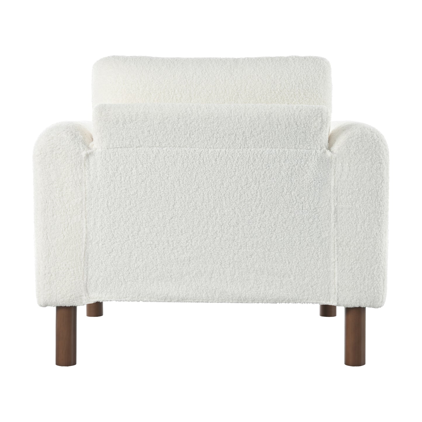 Oversized Accent Chair, Upholstered Living Room Chairs Single Sofa Chair with Walnut Legs, Curved handrail, White