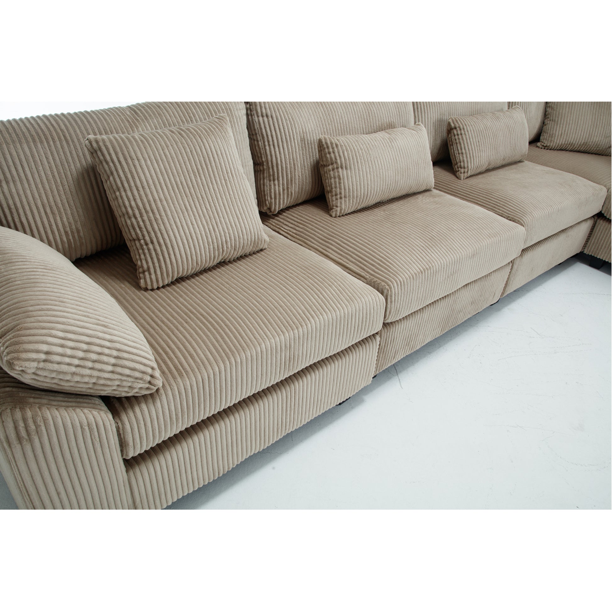 {NEW ARRIVAL}{ VIDEO PROVIDED} Oversized Modular Sectional Sofa Couches Set,Corduroy Upholstered Deep Seat Comfy Sofa for Living Room ,5 Seat ,Brown