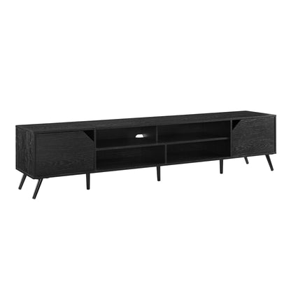 Contemporary 2-Door Minimalist TV Stand for TVs up to 90 inches – Black