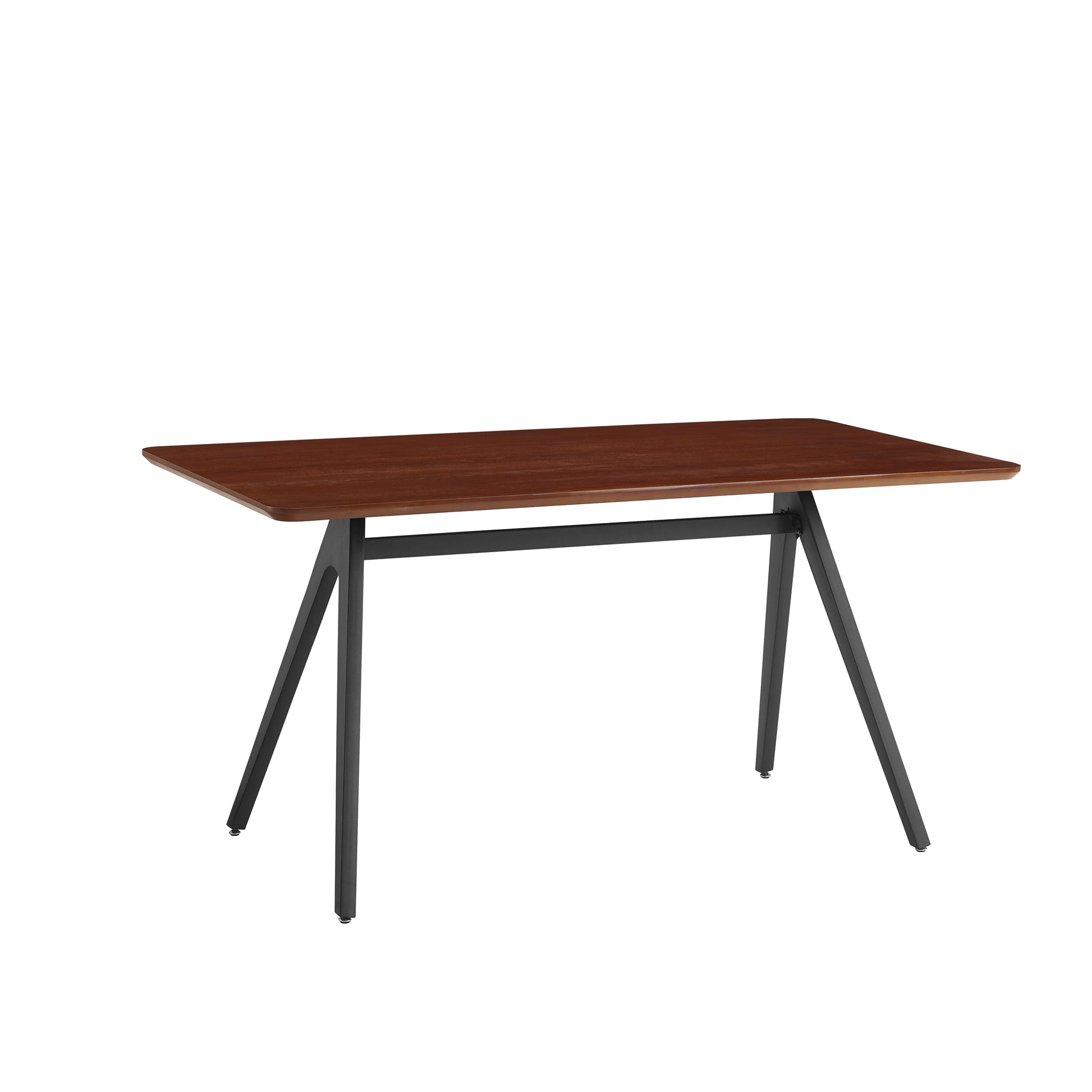 Contemporary V-Leg Veneer Dining Table – Dark Walnut