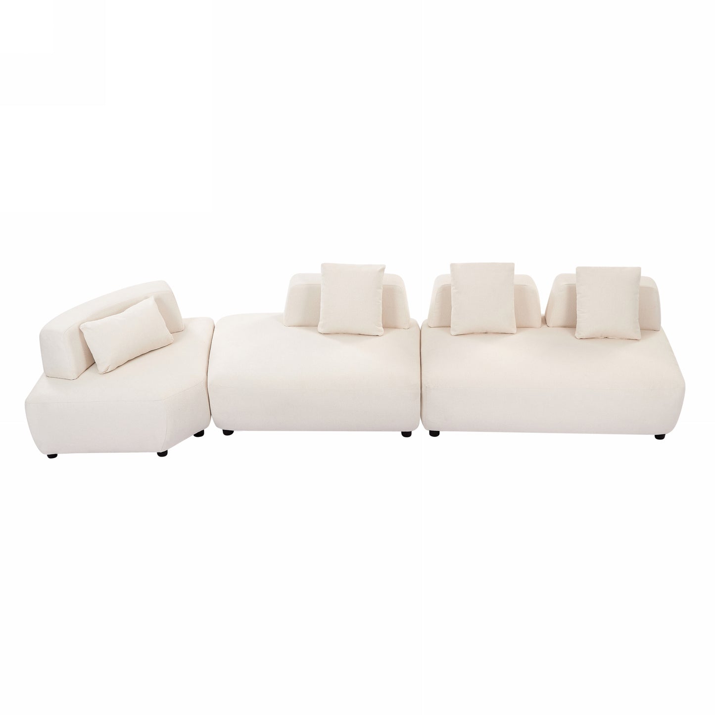 Contemporary 3-piece Sectional Sofa Free Convertible sofa with Four Removable Pillows for Living Room, Beige