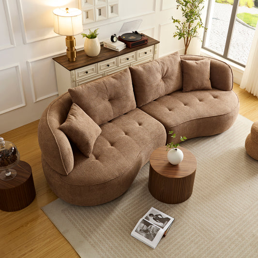 WKS7C Camel color combo sofa with detachable pillows, durable fabric, solid wood frame