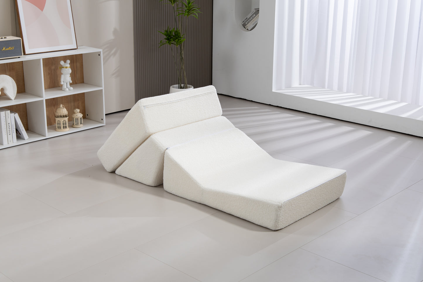 Folding Sofa Bed Couch Unfold for comfortable nap Modular Play Couch for Living Room The office Room  Playroom White color