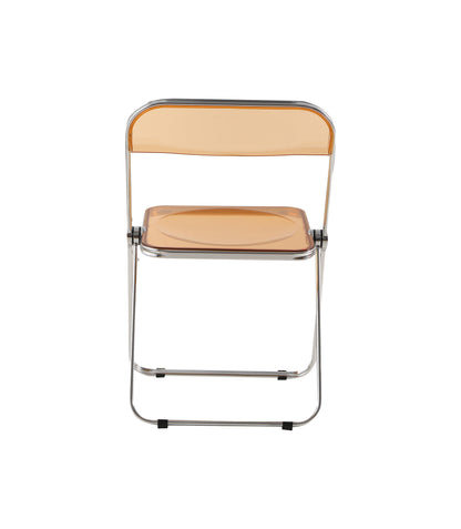 Folding Chair Transparent Chairs-Ghost Stackable Crystal Folding Chair-PC Plastic Living Room Seat-Chrome Frame and Foldable Acrylic Chair fo -Orange