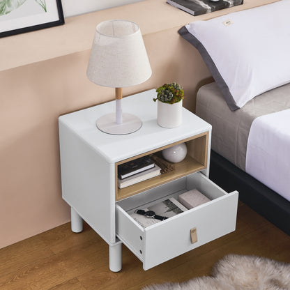 Single drawer bedside table, modern style bedside table, wooden bedside table, bedside table with drawer, side table with drawer, compact bedside table, Nordic style bedside table