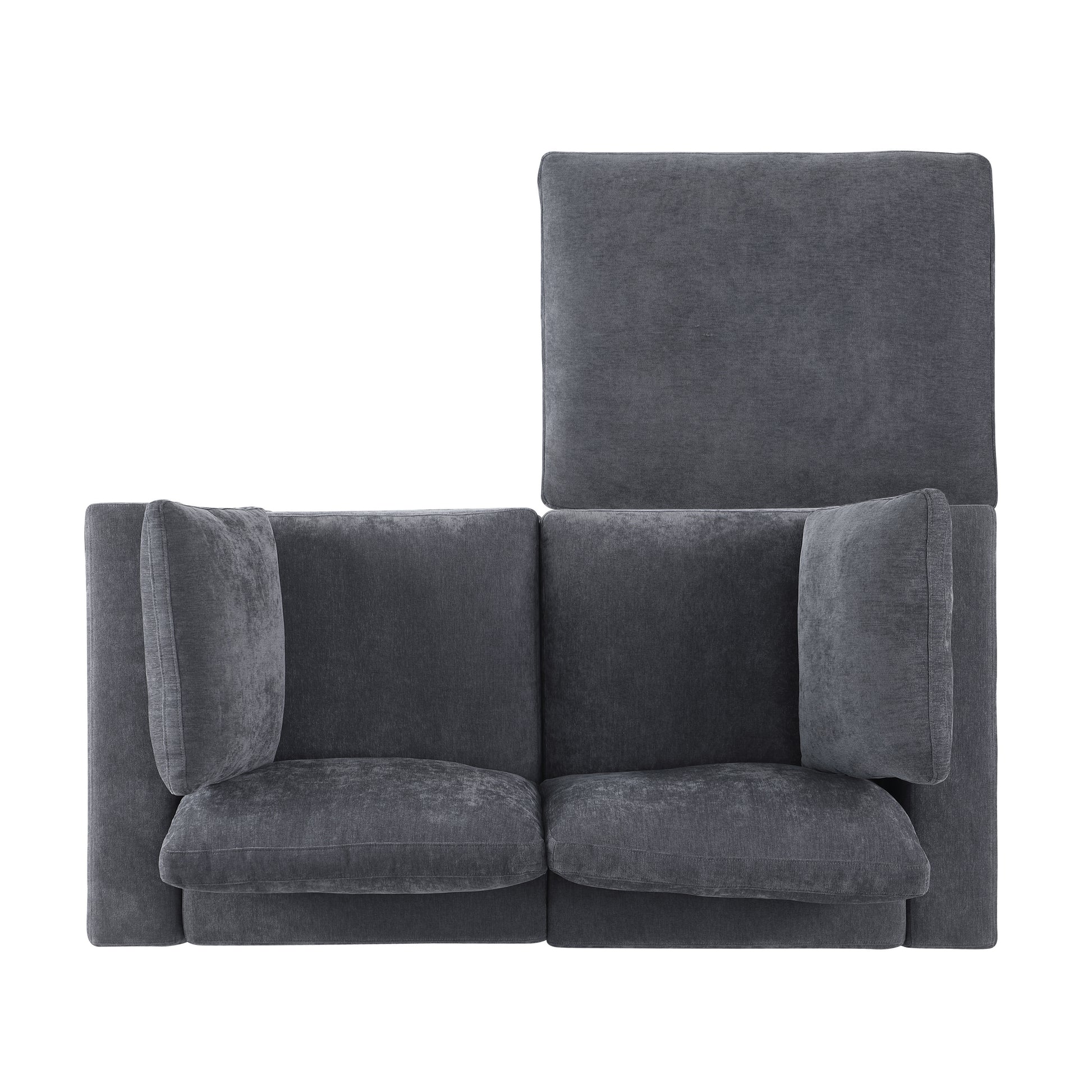 68.5" Loveseat Sofa with Ottoman Modular Sectional Love Seat Couch Small L Shaped Upholstered Couch for Living Room Apartment Small Space, Chenille Grey