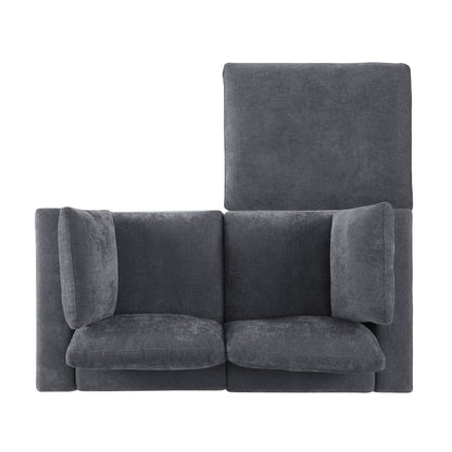 68.5" Loveseat Sofa with Ottoman Modular Sectional Love Seat Couch Small L Shaped Upholstered Couch for Living Room Apartment Small Space, Chenille Grey