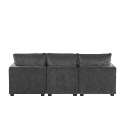 [VIDEO provided] [New] 84*57" Modern Modular Sofa, 4 Seat Chenille Sectional Couch Set with 2 Pillows Included, Freely Combinable Indoor Funiture for Living Room, Apartment, Office, 2 Colors