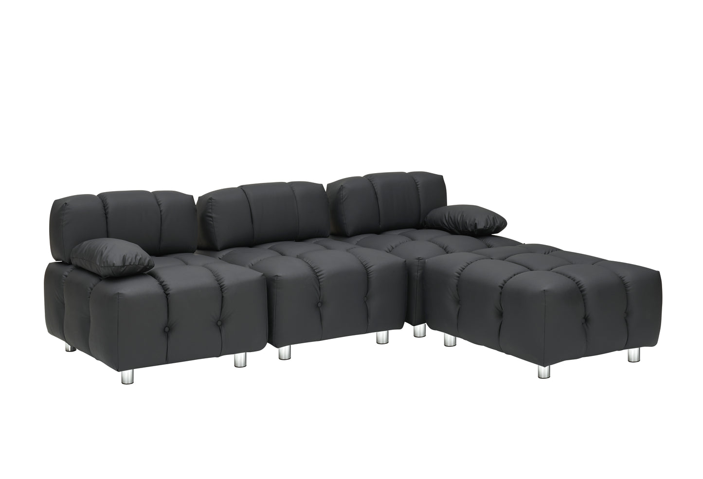 A 90.60-inch technology cloth black sofa, waterproof, stain and cat scratch resistant, can comfortably sit in the apartment bedroom without taking up space.