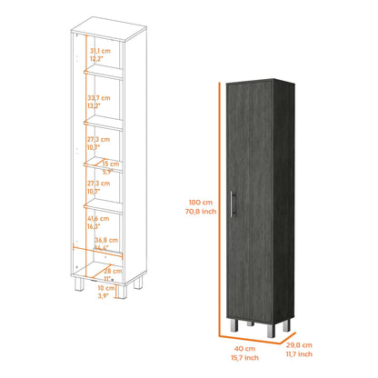 Brett Smokey Oak 3 Broom Hangers Tall Storage Cabinet