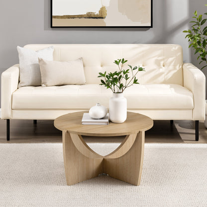 Contemporary Open Arch-Base Round Coffee Table – Coastal Oak