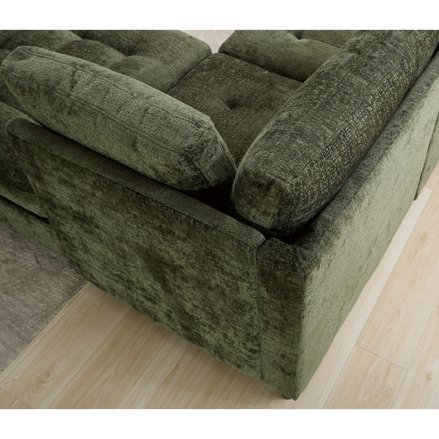 [NEW ARRIVED] [VIDEO PROVIDED]   Modular Sectional Couch with Storage Ottoman, U Shaped Sofa, Storage Ottoman,Minimalist ,Convertible Modular Sofa,Chenille ,Upholstered,6 Seat,Living Room,   Green