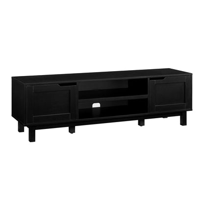 Modern 2-Door Open Storage TV Stand for TVs up to 65 inches – Solid Black