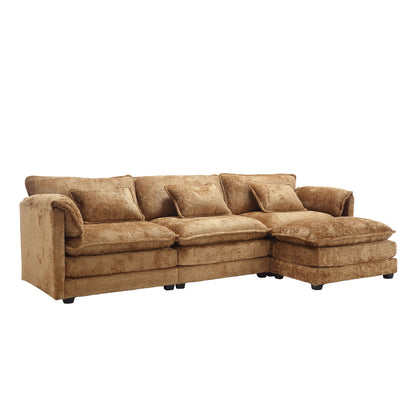 Modern Large boucle Fabric L-Shape Sectional Chenille fabric, movable pedals, detachable armrests, oversized three-seat Sofa