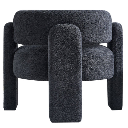 34.65" Wide Boucle Upholstery Accent Chair Dark Grey