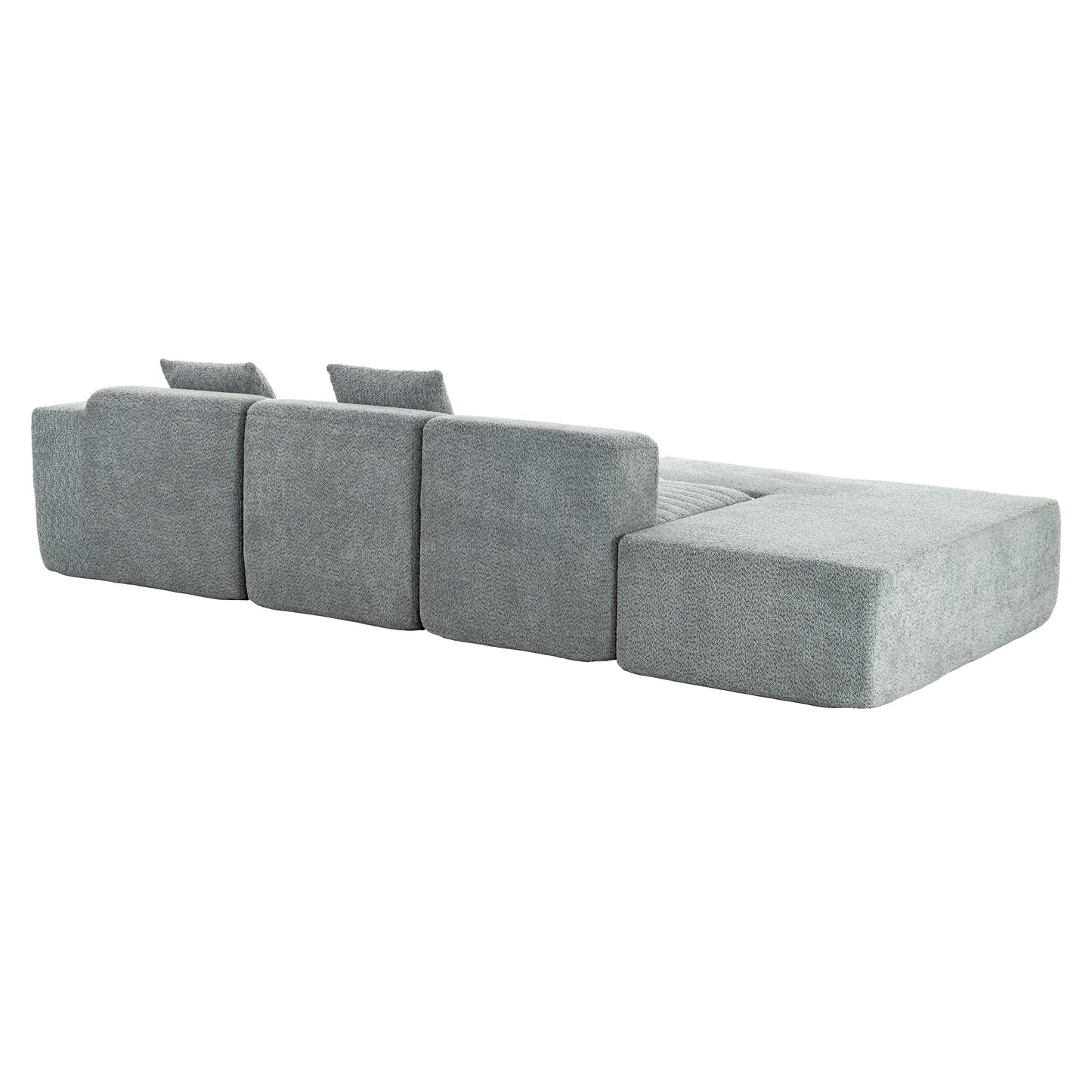 116.5" Sectional Sofa Full-compressed Sofa Couch Free-combined Sofa for Living Room, Grey