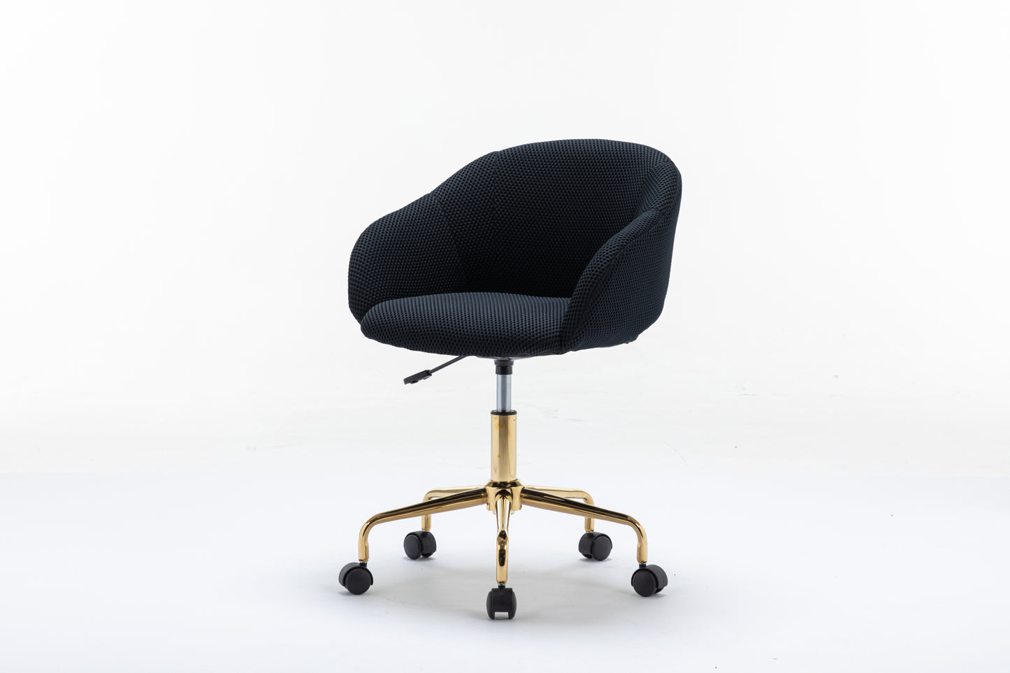 047-Mesh Fabric Home Office 360°Swivel Chair Adjustable Height With Gold Metal Base,Black