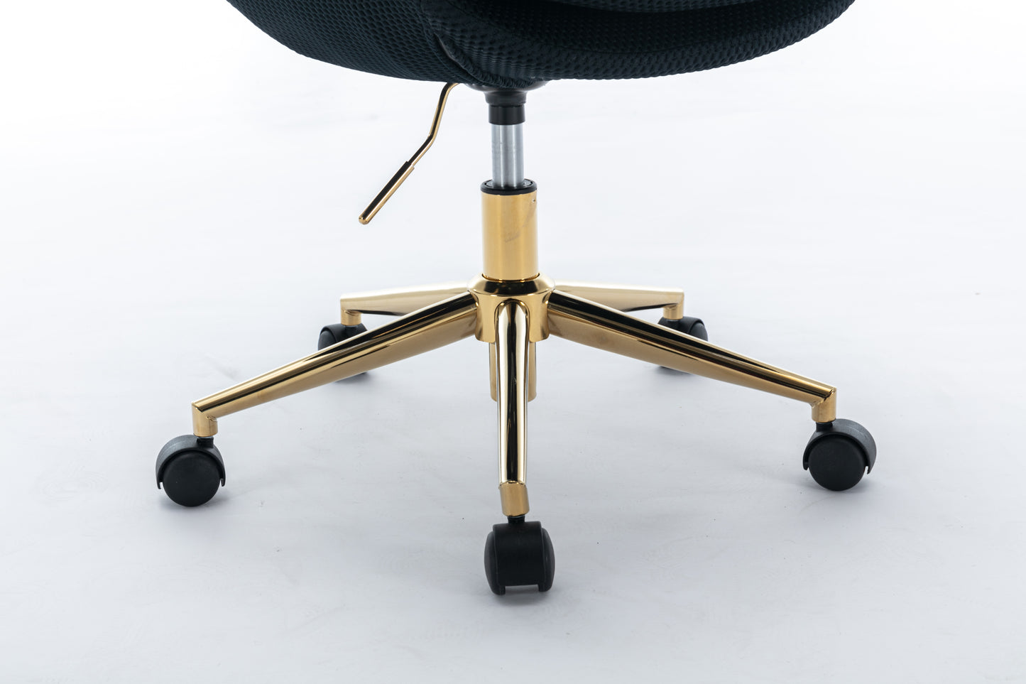 046-Mesh Fabric Home Office 360°Swivel Chair Adjustable Height With Gold Metal Base,Black