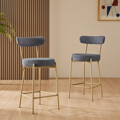 Modern Upholstered Sherpa Bar Stool Set