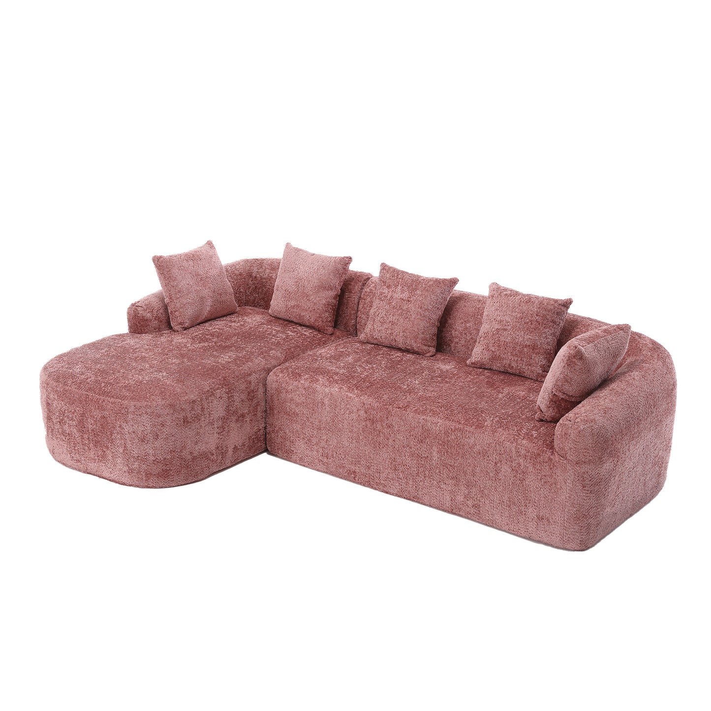 COOLMORE Boucle Sofa 3 Seater for Living Room Oversized Comfy Sofa L-Shape Sofa Couch with Chaise Home Furniture Sleeper Sectional Sofa for Apartment, Office Left Hand Facing (Pink)