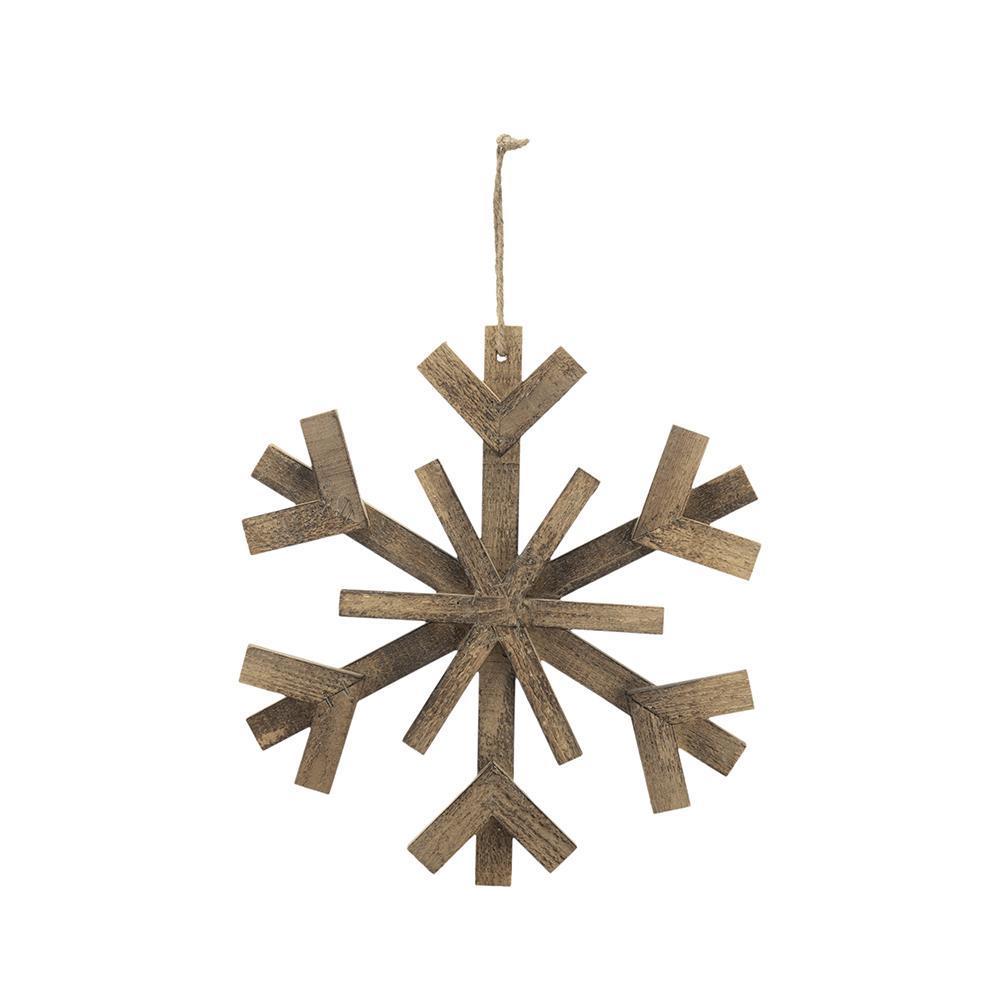 17.7" x 17.7" Large Fir Wood Snowflake Ornaments, Hanging Home Decor Accents for Christmas Tree, Wall Art, Holiday Display, Set of 2