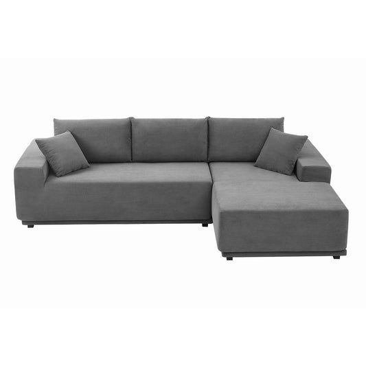 L Shape Sectional Sofa corduroy Couches Modular Sectional Living Room Sofa Set Upholstered Sleeper Sofa for Living Room, Bedroom, Salon, Including bottom frame .GREY