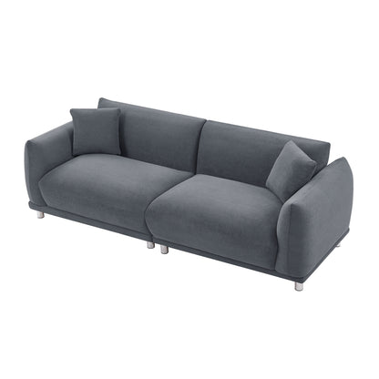 88.58" Sofa, Comfy Sofa Couch with Extra Deep Seats, Modern Sofa Bread-Like Sofa with 2 Pillows and Metal Feet with Anti-Skid Pads, DARK GREY.