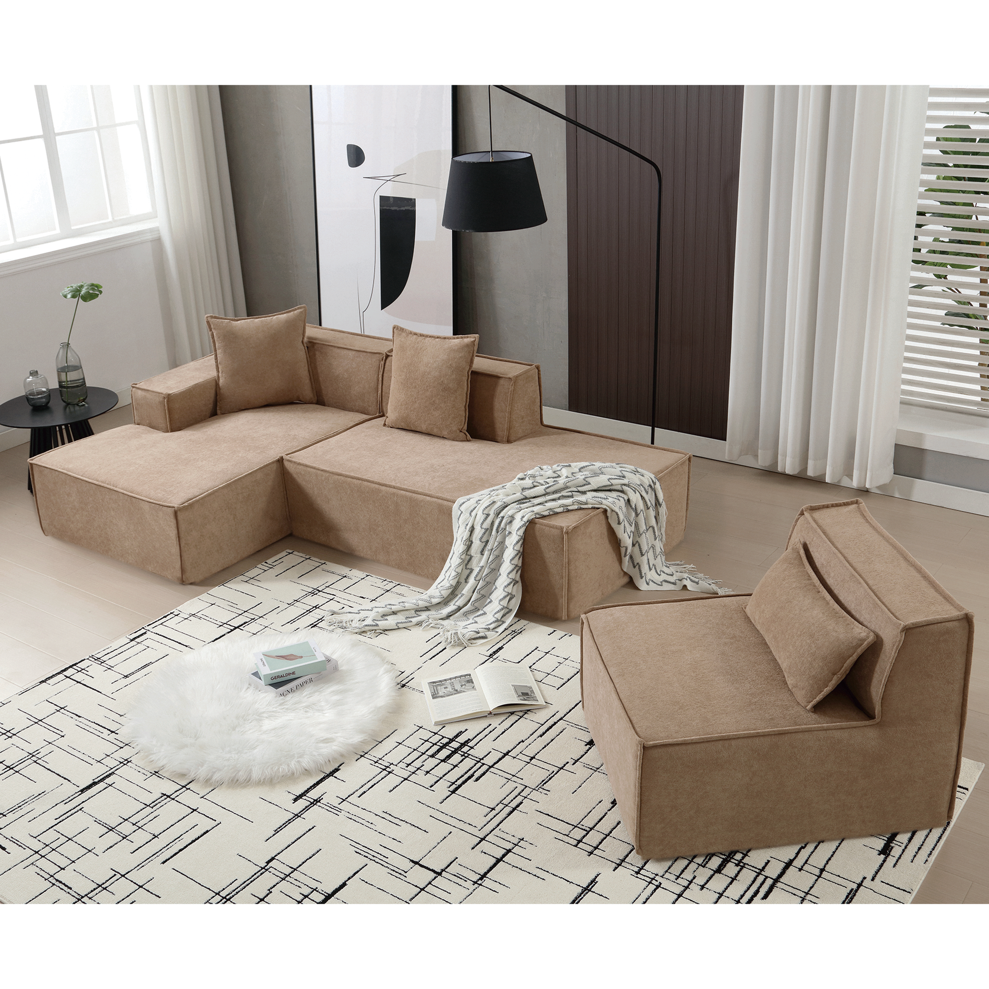 Modular Cloud Sofa Sectional, Free Combination, L-shaped